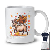 Personalized Custom Name Dabbing Turkey Riding Goat; Cheerful Thanksgiving Farmer; Fall Family T-Shirt