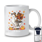 Personalized Custom Name Dabbing Turkey Riding Goose; Cheerful Thanksgiving Farmer; Fall Family T-Shirt
