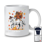 Personalized Custom Name Dabbing Turkey Riding Horse; Cheerful Thanksgiving Farmer; Fall Family T-Shirt