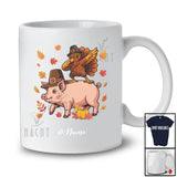 Personalized Custom Name Dabbing Turkey Riding Pig; Cheerful Thanksgiving Farmer; Fall Family T-Shirt