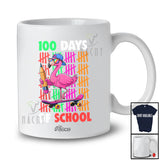 Personalized Custom Name 100 Days Of School; Awesome 100th Day Flamingo Counting Studying T-Shirt