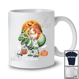 Personalized Custom Name Guinea Pig Riding T-Rex Mummy; Lovely Halloween Dinosaur Cosplay T-Shirt