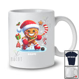 Personalized Santa Gingerbread Playing Hockey; Amusing Christmas Baker; Custom Name Player T-Shirt