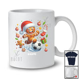 Personalized Santa Gingerbread Playing Soccer; Amusing Christmas Baker; Custom Name Player T-Shirt