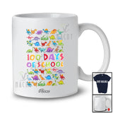 Personalized Custom Name 100 Days Of School; Colorful 100th Day T-Rex Dinosaur Collection Students T-Shirt