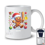 Personalized Santa Gingerbread Playing Softball; Amusing Christmas Baker; Custom Name Player T-Shirt