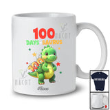 Personalized Custom Name 100 Days-Saurus; Adorable 100th Day Of School Riding T-Rex Dinosaur T-Shirt