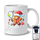 Personalized Santa Gingerbread Playing Tennis; Amusing Christmas Baker; Custom Name Player T-Shirt