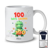 Personalized Custom Name 100 Days-Saurus; Adorable T-Rex Dinosaur Holding 100th Day Of School T-Shirt