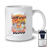 Personalized Custom Name Want To Suction Your Blood; Creepy Halloween Three Teeth; Dental Dentist T-Shirt