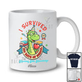 Personalized Custom Name I Survived 100 Days Of School; Lovely Dinosaur T-Rex Student Teacher T-Shirt