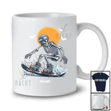 Personalized Custom Name Skeleton Snowboarding; Joyful Halloween Outdoor Activities; Men Family T-Shirt