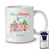 Personalized Custom Name Merry Christmas; Lovely Moon Elf Santa Pig Farm; Farmer T-Shirt