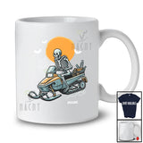 Personalized Custom Name Skeleton Snowmobile; Joyful Halloween Outdoor Activities; Men Family T-Shirt