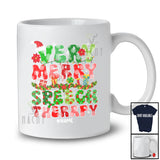 Personalized Custom Name Very Merry Speech Therapy; Wonderful Christmas Lights Tinsel Jobs T-Shirt
