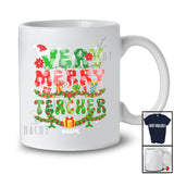 Personalized Custom Name Very Merry Teacher; Wonderful Christmas Lights Tinsel; Proud Jobs T-Shirt