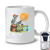 Personalized Custom Name Skeleton Fishing; Joyful Halloween Outdoor Activities; Men Family T-Shirt
