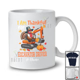 Personalized Custom Name Thankful For Excavator Driver; Proud Thanksgiving Turkey Driver T-Shirt