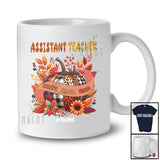 Personalized Custom Name Assistant Teacher; Lovely Thanksgiving Leopard Plaid Pumpkin T-Shirt