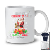 Personalized Custom Name My Christmas Pajama Shirt; Joyful Santa Saxophone Player Musician T-Shirt