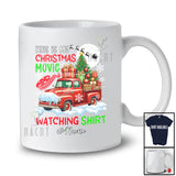 Personalized Custom Name My Christmas Movie Watching Shirt; Joyful Red Pickup Truck Family T-Shirt