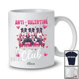Personalized Custom Name Anti-Valentine Club; Humorous Single Valentine Three Border Collie Squad T-Shirt