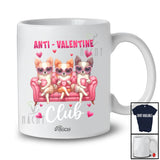 Personalized Custom Name Anti-Valentine Club; Humorous Single Valentine Three Chihuahua Squad T-Shirt