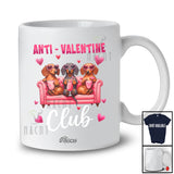 Personalized Custom Name Anti-Valentine Club; Humorous Single Valentine Three Dachshund Squad T-Shirt