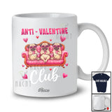 Personalized Custom Name Anti-Valentine Club; Humorous Single Valentine Three Pug Squad T-Shirt