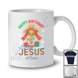 Personalized Custom Name Happy Birthday Jesus; Lovely Plaid Christmas Lights Cross; Family T-Shirt