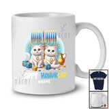 Personalized Custom Name Happy HanukCat; Lovely Hanukkah Menorah Two Cats Owner Lover T-Shirt