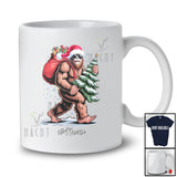 Personalized Custom Name Santa Bigfoot With X-mas Tree Presents; Merry Christmas Family T-Shirt