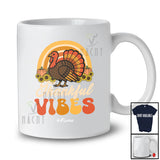 Personalized Custom Name Thankful Vibes; Lovely Thanksgiving Turkey Rainbow; Women Family T-Shirt