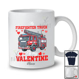 Personalized Custom Name My Firefighter Truck Is My Valentine; Amusing Firefighter Lover Hearts T-Shirt