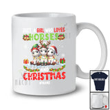 Personalized Custom Name Girl Who Loves Horses Christmas; Lovely Lights Three Horse Farmer T-Shirt