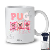 Personalized Custom Name Pug Is My Valentine; Adorable Pink Hearts; Girls Women Family T-Shirt