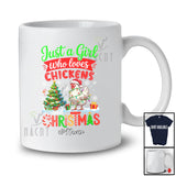 Personalized Custom Name Girl Who Loves Chickens Christmas; Amazing X-mas Tree Snow Family T-Shirt