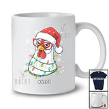 Personalized Custom Name Santa Chicken Face Christmas Lights; Merry X-mas Snowing Animal T-Shirt