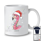 Personalized Custom Name Santa Flamingo Face Christmas Lights; Merry X-mas Snowing Animal T-Shirt