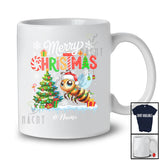Personalized Custom Name Merry Christmas; Lovely Santa Bee Animal Lover X-mas Lights Tree T-Shirt