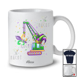 Personalized Custom Name Crane Truck Mardi Gras Mask; Joyful Mardi Gras Construction Vehicle T-Shirt