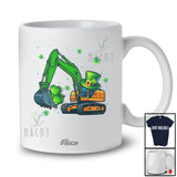 Personalized Custom Name Excavator Shamrock; Joyful St. Patrick's Day Construction Vehicle Driver T-Shirt