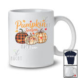Personalized Custom Name Pumpkin Season; Lovely Thanksgiving Three Plaid Floral Pumpkins Farmer T-Shirt