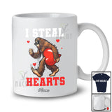 Personalized Custom Name I Steal Hearts; Humorous Valentine Bigfoot Holding Heart; Couple Lover T-Shirt