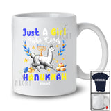 Personalized Custom Name Girl Who Loves Hanukkah; Lovely Lights Llama; Girls Women Family T-Shirt