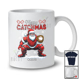 Personalized Custom Name Merry Catchmas; Joyful Christmas Santa Playing Baseball; Catcher Player T-Shirt