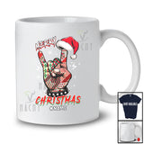 Personalized Custom Name Merry Christmas; Amusing Santa Plaid Rock Hand ASL Sign Language T-Shirt