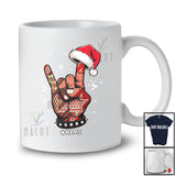 Personalized Custom Name Santa Plaid Rock Hand; Amusing Christmas ASL Sign Language; Family T-Shirt