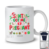 Personalized Custom Name Santa Got Me Pregnant; Humorous Christmas Women Naughty; Family T-Shirt