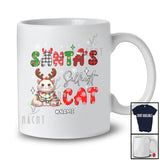 Personalized Custom Name Santa's Silliest Cat; Lovely Christmas Lights Plaid Cat Owner Lover T-Shirt